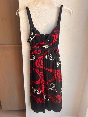 Maggy London black and red silk charmeuse babydoll dress Size 4